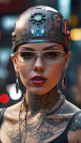 cyberpunk,cyborg,tattoo girl,cybernetics,ai,artificial hair integrations,streampunk,artificial intelligence,metal implants,chat bot,wearables,futuristic,sci fi,cyber glasses,tattoo expo,biomechanical,scifi,women in technology,tattoo artist,chatbot,Photography,General,Sci-Fi