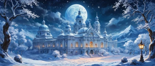 fairy tale castle,ice castle,snowhotel,snow house,fairytale castle,winter house,castle of the corvin,the snow queen,snow globe,ghost castle,hamelin,fantasy picture,christmas landscape,witch's house,snow scene,winter dream,winter background,christmas snowy background,advent calendar,witch house,Art,Classical Oil Painting,Classical Oil Painting 01