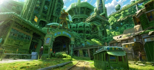 fantasy city,ancient city,3d fantasy,fantasy world,aurora village,violet evergarden,ruin,ruins,knight village,fantasy landscape,bastion,fairy tale castle,green garden,studio ghibli,fairy village,metropolis,the ruins of the,ancient buildings,kirrarchitecture,fairy world