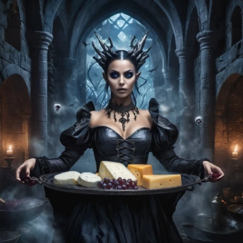 gothic woman,gothic portrait,gothic fashion,dark mood food,vampira,vampire woman,woman eating apple,queen of puddings,dark gothic mood,the witch,gothic style,vampire lady,goth woman,celebration of witches,appetite,woman holding pie,gothic,priestess,pagan,thirteen desserts