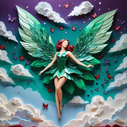 winged heart,fairies aloft,rosa 'the fairy,elves flight,cupido (butterfly),fairy queen,flying heart,faery,fairy,faerie,rosa ' the fairy,flower fairy,aurora butterfly,vanessa (butterfly),ariel,fantasy art,fantasy picture,fairy peacock,flying seed,christmas angel,Illustration,Retro,Retro 03