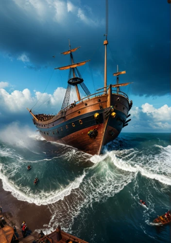 galleon ship,pirate ship,caravel,galleon,maelstrom,sea fantasy,ship releases,sea sailing ship,shipwreck,pirate treasure,fantasy picture,viking ship,pirates,rescue and salvage ship,digital compositing,trireme,seafaring,scarlet sail,the wreck of the ship,steam frigate,Photography,General,Fantasy