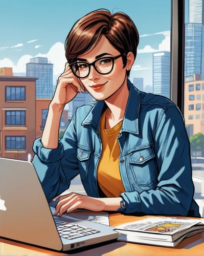 women in technology,girl at the computer,vector illustration,office worker,girl studying,background vector,community manager,woman eating apple,white-collar worker,bookkeeper,bussiness woman,sci fiction illustration,blur office background,reading glasses,flat blogger icon,place of work women,illustrator,the community manager,vector graphics,accountant,Illustration,American Style,American Style 13