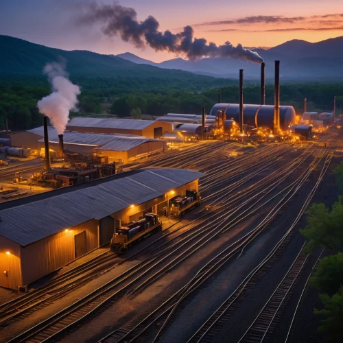 industrial landscape,steel mill,coal mining,coal fired power plant,active coal,coal energy,mining facility,industries,lignite power plant,industrial smoke,dust plant,brown coal,combined heat and power plant,industrial plant,smoke stacks,industry,coal,steam power,coal-fired power station,tank cars,Conceptual Art,Oil color,Oil Color 18