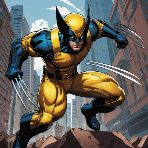 wolverine,kryptarum-the bumble bee,x-men,x men,cleanup,cyclops,electro,xmen,wall,marvel comics,daredevil,aa,yellow jacket,cowl vulture,destroy,defense,stud yellow,yellow,quill,yellow and blue,Illustration,Japanese style,Japanese Style 15