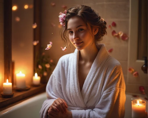 romantic portrait,spa,bathrobe,romantic look,princess leia,the girl in the bathtub,bath,bath oil,bathtub,beauty room,beauty treatment,beautiful girl with flowers,day-spa,spa items,day spa,bath with milk,tub,kimono,girl in a wreath,relaxed young girl,Conceptual Art,Fantasy,Fantasy 28