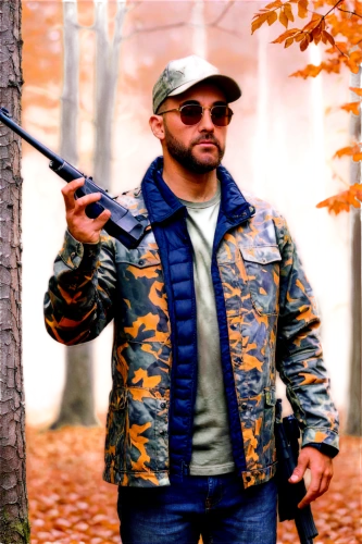 woodsman,lumberjack,farmer in the woods,man holding gun and light,camo,lumberjack pattern,sporting clays,holding a gun,chasseur,fidel castro,autumn background,marksman,kalashnikov,hunting decoy,no hunting,autumn icon,sniper,gamekeeper,pubg mascot,mac,Conceptual Art,Daily,Daily 16