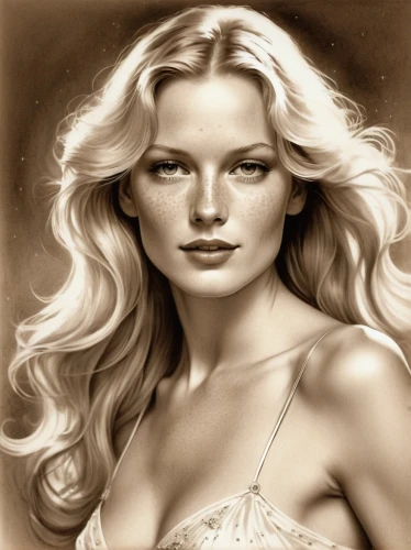 blonde woman,celtic woman,sarah walker,marylyn monroe - female,blond girl,white lady,pencil drawings,photo painting,golden haired,blonde girl,aphrodite,sepia,vintage woman,the blonde in the river,vintage female portrait,fashion illustration,vintage drawing,female model,fantasy portrait,palomino,Illustration,Paper based,Paper Based 12