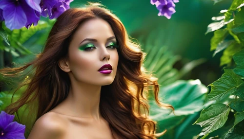 natural cosmetics,image manipulation,photoshop manipulation,faery,faerie,dryad,poison ivy,celtic woman,world digital painting,beautiful girl with flowers,retouch,fantasy picture,garden of eden,retouching,flower background,women's cosmetics,splendor of flowers,natural perfume,background ivy,beauty in nature,Photography,General,Realistic