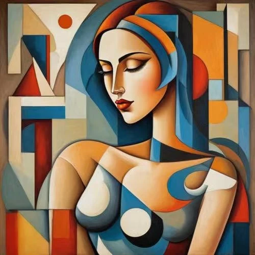 art deco woman,art deco,david bates,cubism,girl with cloth,decorative figure,art deco frame,girl in cloth,african art,woman at cafe,italian painter,ann margarett-hollywood,woman thinking,woman sitting,art painting,young woman,olle gill,vintage art,oil painting on canvas,picasso