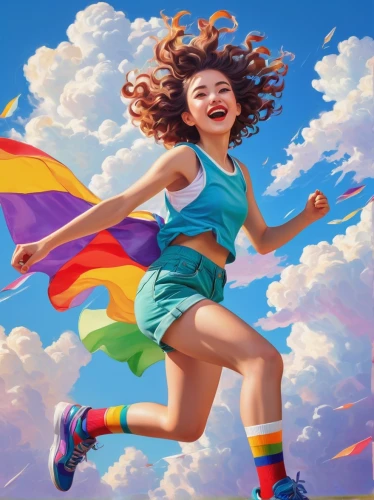 flying girl,little girl in wind,kite flyer,sport kite,fly a kite,leap for joy,trampolining--equipment and supplies,rainbow background,little girl with balloons,children jump rope,flying dandelions,parachute fly,believe can fly,flying seed,skydiver,parachute jumper,kite climbing,fairies aloft,kites,rainbow pencil background,Unique,3D,Modern Sculpture