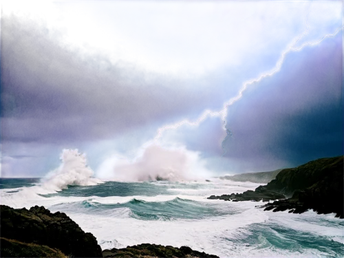 sea storm,stormy sea,atmospheric phenomenon,rogue wave,tidal wave,storm surge,meteorological phenomenon,crashing waves,wind wave,blowhole,rocky coast,cloudburst,natural phenomenon,ocean waves,force of nature,nature's wrath,strom,the wind from the sea,electric lighthouse,thunderclouds,Illustration,Retro,Retro 07