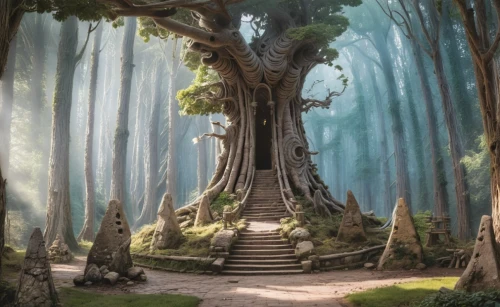 elven forest,enchanted forest,fairy forest,magic tree,celtic tree,fantasy picture,cartoon forest,forest tree,fantasy landscape,tree house,forest path,fairytale forest,crooked forest,cartoon video game background,druid grove,the forest,tree of life,the mystical path,wooden path,holy forest,Photography,General,Fantasy