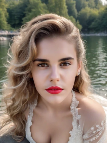 natural cosmetic,beautiful young woman,red lips,greta oto,blonde woman,the blonde in the river,portrait background,pretty young woman,romantic look,female beauty,beautiful woman,social,eufiliya,tori,attractive woman,lena,red lipstick,romanian,nog,girl on the river,Photography,Realistic