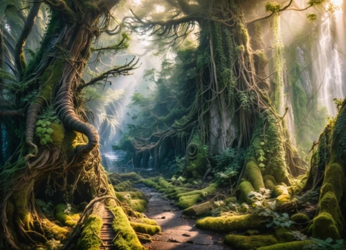 fairy forest,elven forest,fairytale forest,enchanted forest,forest path,holy forest,forest of dreams,green forest,forest glade,forest landscape,fairy world,forest floor,the forest,foggy forest,fantasy landscape,germany forest,forest,old-growth forest,yakushima,forest tree,Photography,General,Fantasy