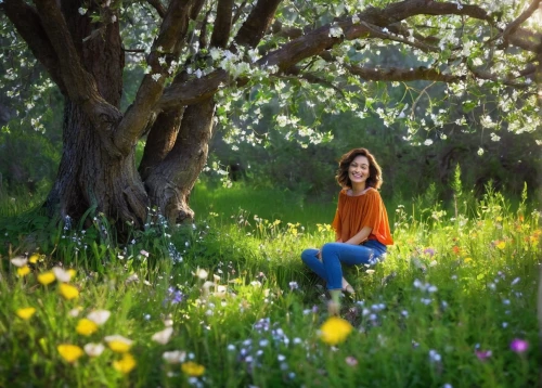 girl in flowers,spring background,springtime background,clover meadow,spring meadow,beautiful girl with flowers,spring nature,girl in the garden,field of flowers,in the spring,blooming field,girl with tree,wildflower meadow,orchard meadow,flowering meadow,wildflowers,meadow,chestnut blossom,small meadow,flowers field,Art,Classical Oil Painting,Classical Oil Painting 26
