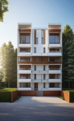 appartment building,3d rendering,apartment building,apartments,wooden facade,residential building,new housing development,apartment block,block balcony,prefabricated buildings,an apartment,townhouses,residential tower,residential house,apartment complex,condominium,estate,block of flats,residence,residential,Photography,General,Realistic