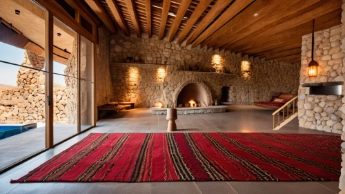 stone floor,eco hotel,boutique hotel,rug,fire place,termales balneario santa rosa,chalet,wine cellar,wooden beams,wooden floor,loft,stone oven,fireplace,stone house,timber house,hotel de cluny,fireplaces,quilt barn,home interior,contemporary decor,Photography,General,Realistic