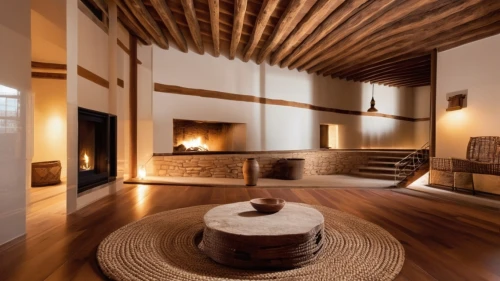 japanese-style room,wooden beams,wooden sauna,wooden floor,fire place,wood floor,luxury home interior,japanese architecture,home interior,patterned wood decoration,ryokan,fireplaces,fireplace,traditional house,wood flooring,loft,hardwood floors,hanok,casa fuster hotel,contemporary decor,Photography,General,Realistic