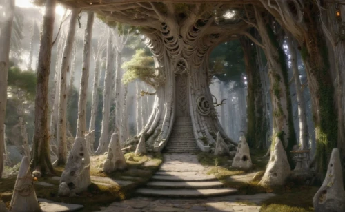 forest path,pathway,walkway,elven forest,wooden path,tunnel of plants,the mystical path,pergola,plant tunnel,archway,dragon bridge,the path,the forest,pillars,canopy,passage,forest road,tree top path,tree lined path,enchanted forest,Photography,General,Fantasy