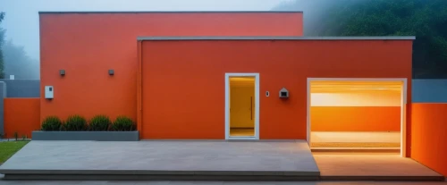 cubic house,mid century house,corten steel,cube house,mid century modern,smart house,orange,prefabricated buildings,murcott orange,modern architecture,exterior decoration,bright orange,modern house,frame house,dunes house,residential house,orange color,archidaily,aperol,house shape,Photography,General,Realistic