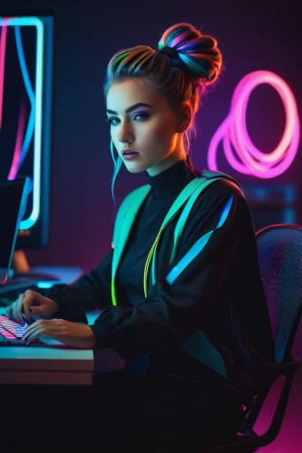 girl at the computer,neon human resources,women in technology,blur office background,computer addiction,computer business,computer freak,computer art,night administrator,computer graphics,computer program,girl studying,computer code,computer desk,computer science,computer,photoshop school,computer workstation,computer game,desktop computer,Illustration,Abstract Fantasy,Abstract Fantasy 12