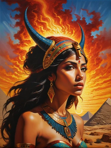 warrior woman,cleopatra,fantasy art,shamanic,ancient egyptian girl,fire angel,fantasy portrait,priestess,the zodiac sign taurus,fire siren,zodiac sign libra,shamanism,fantasy woman,flame of fire,female warrior,mythological,flame spirit,sphinx pinastri,sacred art,ancient egypt,Illustration,Vector,Vector 15