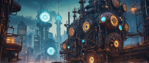 clockmaker,clocks,fantasy city,steampunk,transistor,metropolis,violet evergarden,clockwork,grandfather clock,clock,watchmaker,steampunk gears,cyberpunk,dystopia,dystopian,flow of time,world clock,street clock,panopticon,ancient city,Conceptual Art,Fantasy,Fantasy 25