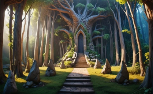 cartoon forest,druid grove,tree grove,elven forest,forest path,enchanted forest,garden of eden,cartoon video game background,fairy forest,pathway,the forests,forest of dreams,holy forest,the forest,the mystical path,fairytale forest,tree top path,forest landscape,forest glade,wooden path,Photography,General,Fantasy
