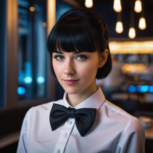 waitress,flight attendant,stewardess,bartender,barista,bow-tie,business girl,hostess,barmaid,retro diner,bow tie,waiting staff,chef's uniform,bowtie,woman at cafe,receptionist,business woman,retro girl,retro woman,cigarette girl,Photography,Artistic Photography,Artistic Photography 10