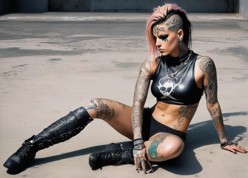 latex clothing,tattoo girl,punk,punk design,sphynx,streampunk,latex,barb wire,callisto,bodypaint,concrete chick,latex gloves,goth woman,bad girl,barbwire,goth subculture,hot metal,rocker,rockabella,mohawk,Photography,Fashion Photography,Fashion Photography 26