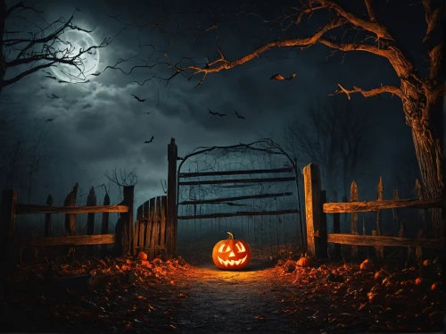 halloween and horror,halloween background,halloween scene,halloween illustration,halloween night,halloween,halloween border,halloween wallpaper,fence gate,jack o'lantern,wooden fence,halloween travel trailer,jack o lantern,jack-o'-lanterns,haloween,trick-or-treat,halloween decoration,halloween poster,hallowe'en,helloween,Photography,General,Fantasy