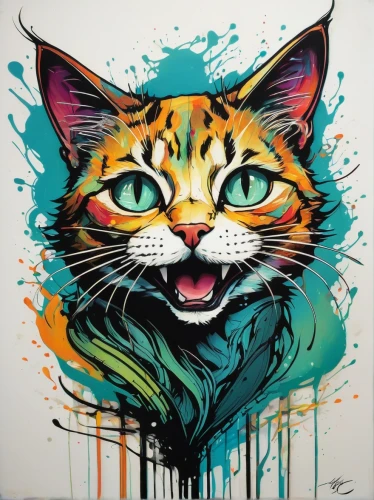tiger,lynx,cat vector,graffiti art,tiger cat,a tiger,painting technique,wild cat,feline,asian tiger,cat,grafitti,bengal cat,bengal,jaguar,katz,tigerle,artistic,graffiti,art,Illustration,Realistic Fantasy,Realistic Fantasy 23
