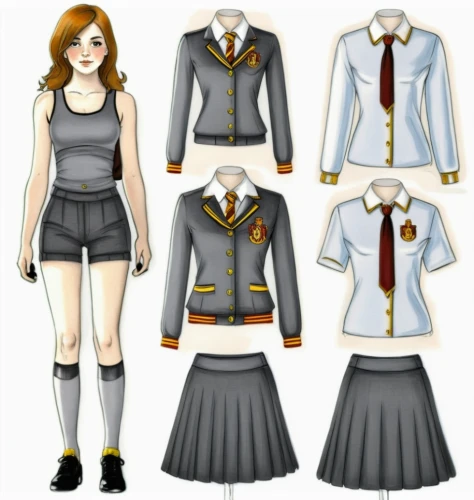 school uniform,school clothes,uniforms,uniform,a uniform,sports uniform,warbler,school skirt,nurse uniform,cheerleading uniform,martial arts uniform,police uniforms,schoolgirl,sewing pattern girls,ladies clothes,school items,costume design,chef's uniform,women's clothing,bolero jacket,Illustration,Realistic Fantasy,Realistic Fantasy 07