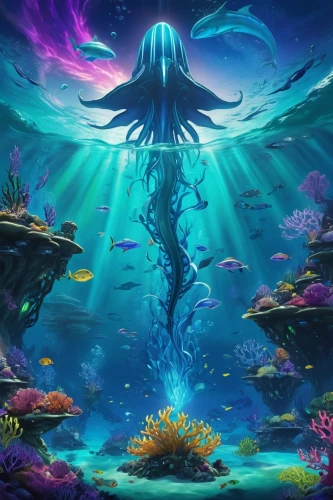 underwater background,mermaid background,under sea,under the sea,underwater oasis,underwater landscape,ocean background,coral guardian,dolphin background,aquarium,god of the sea,underwater world,undersea,sea-life,deep sea,ocean paradise,coral reef,fantasia,cuthulu,ocean underwater,Illustration,Realistic Fantasy,Realistic Fantasy 20