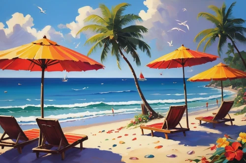 summer beach umbrellas,umbrella beach,beach landscape,caribbean beach,beach umbrella,beach chairs,tropical beach,colored pencil background,waikiki beach,dream beach,beach scenery,paradise beach,beach restaurant,thatch umbrellas,parasols,honolulu,coconut trees,cuba beach,beach furniture,tropical sea,Art,Artistic Painting,Artistic Painting 41