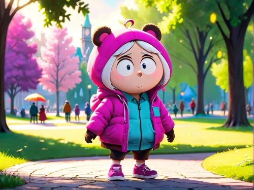 cute cartoon character,agnes,cute cartoon image,parka,child in park,cartoon forest,autumn walk,walking in the rain,kids illustration,cartoon character,little girl running,rain suit,strolling,stroll,3d render,disney character,hedgehog child,walking,children's background,hoodie,Anime,Anime,Cartoon