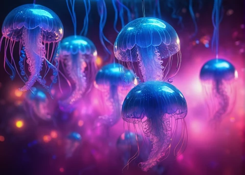 alien world,cinema 4d,3d fantasy,spheres,psychedelic art,jellyfish,neon ghosts,fractalius,cyberspace,jellyfish collage,fractal lights,sci fiction illustration,dimensional,jellyfishes,apophysis,aura,uv,fractal environment,dimension,psychedelic,Illustration,Realistic Fantasy,Realistic Fantasy 38