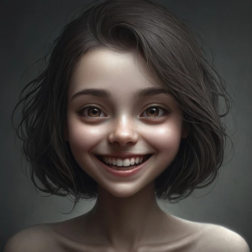 girl portrait,a girl's smile,digital painting,child portrait,portrait of a girl,romantic portrait,fantasy portrait,girl drawing,world digital painting,mystical portrait of a girl,killer smile,potrait,child girl,face portrait,girl in t-shirt,young woman,a smile,kids illustration,artist portrait,digital art,Illustration,Realistic Fantasy,Realistic Fantasy 17