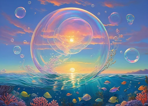 soap bubbles,inflates soap bubbles,soap bubble,liquid bubble,aqueous,air bubbles,jellyfish,giant soap bubble,glass sphere,waterglobe,glass ball,bubble mist,crystal ball,orb,underwater landscape,bubble,sea-life,bubbles,flotation,sea,Illustration,Retro,Retro 02