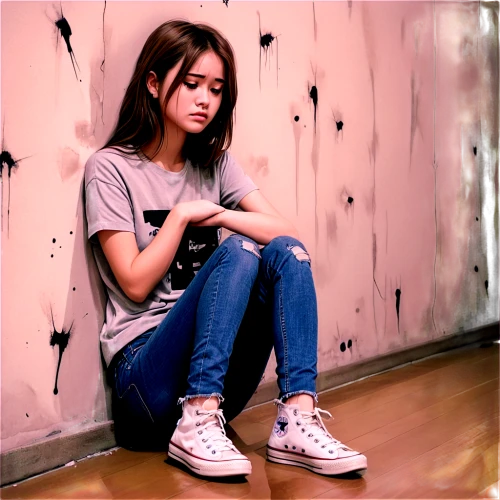 girl sitting,girl praying,girl in t-shirt,worried girl,stop teenager suicide,relaxed young girl,stop youth suicide,stop children suicide,holding shoes,girl in a long,teen,depressed woman,converse,photo session in torn clothes,girl with speech bubble,isolated t-shirt,jeans background,lonely child,drug rehabilitation,child girl,Illustration,Paper based,Paper Based 30