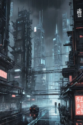 shinjuku,cyberpunk,kowloon,shanghai,metropolis,futuristic landscape,dystopian,tokyo city,kowloon city,scifi,tokyo,cityscape,hong kong,hk,taipei,destroyed city,black city,wuhan''s virus,harbour city,sci - fi,Illustration,Paper based,Paper Based 30