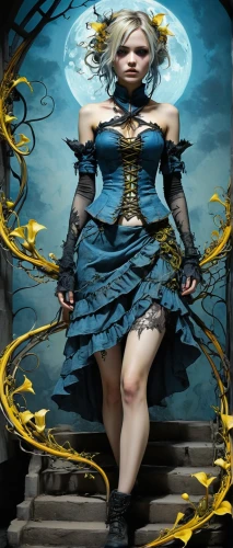 blue enchantress,priestess,zodiac sign libra,alice,sorceress,marionette,celtic queen,goddess of justice,cinderella,the enchantress,zodiac sign gemini,queen of the night,fantasy woman,horoscope libra,cosplay image,queen cage,gothic dress,fantasy picture,libra,gothic fashion,Illustration,Realistic Fantasy,Realistic Fantasy 23