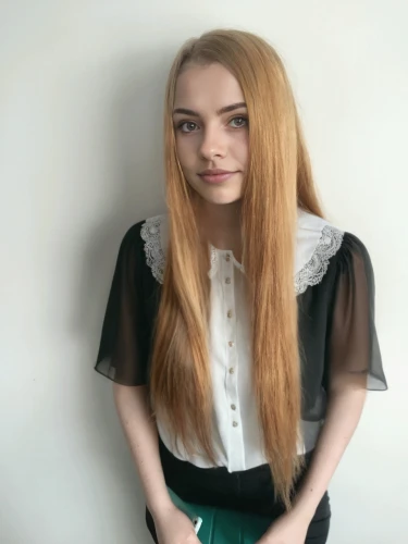british semi-longhair,paleness,ginger rodgers,redhead doll,artificial hair integrations,shoulder length,eurasian,redhair,belarus byn,portrait of a girl,smooth hair,green background,long blonde hair,lace wig,orla,green screen,long hair,pretty young woman,irish,pale