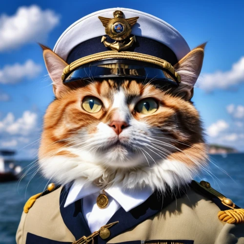 naval officer,aegean cat,cat-ketch,marine animal,admiral,commodore,cat sparrow,napoleon cat,american bobtail,captain,sailor,cat image,boat operator,water police,officer,military officer,inspector,patrol suisse,skipper,nautical clip art,Photography,General,Realistic