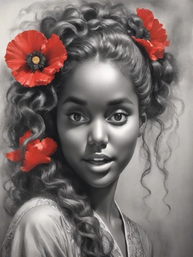 polynesian girl,girl portrait,girl in flowers,moana,girl in a wreath,child portrait,oil painting on canvas,flower painting,girl drawing,mystical portrait of a girl,portrait of a girl,flower girl,digital painting,young lady,beautiful girl with flowers,afro american girls,oil painting,girl picking flowers,art painting,acerola,Digital Art,Ink Drawing