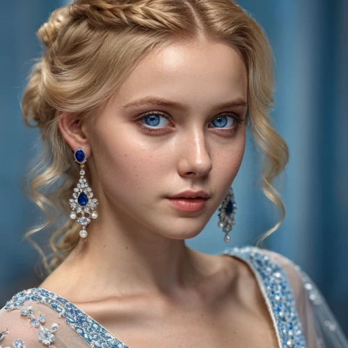 elsa,cinderella,princess' earring,bridal jewelry,elegant,bridal accessory,earrings,jeweled,portrait of a girl,romantic portrait,enchanting,elegance,embellished,romantic look,rapunzel,tiara,victorian lady,diadem,jasmine blue,debutante