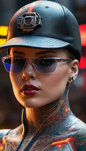 tattoo girl,the hat-female,aviator sunglass,leather hat,image manipulation,hat womens,eye glass accessory,cyber glasses,cyberpunk,photoshop manipulation,fashion vector,women fashion,girl wearing hat,artificial hair integrations,female model,fashion street,ray-ban,black hat,women's accessories,uhd,Photography,General,Sci-Fi