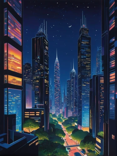 cityscape,city at night,skyscrapers,city lights,tokyo city,futuristic landscape,shanghai,metropolis,night scene,skyline,city skyline,evening city,tokyo,fantasy city,dubai,cities,citylights,cyberpunk,skyscraper,sky city,Art,Artistic Painting,Artistic Painting 40