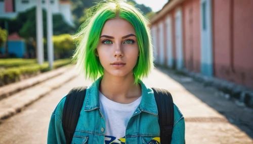 green,silphie,green skin,green background,green aurora,punk,lis,grunge,emo,teen,hd,elf,dye,green screen,2d,green and blue,wasabi,petrol,aa,anime girl,Photography,General,Realistic